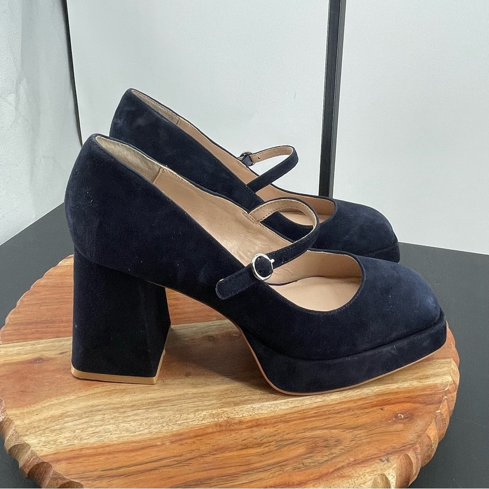 Charles David Womens Vivianna blue platform Mary Jane heels Pumps Size 9